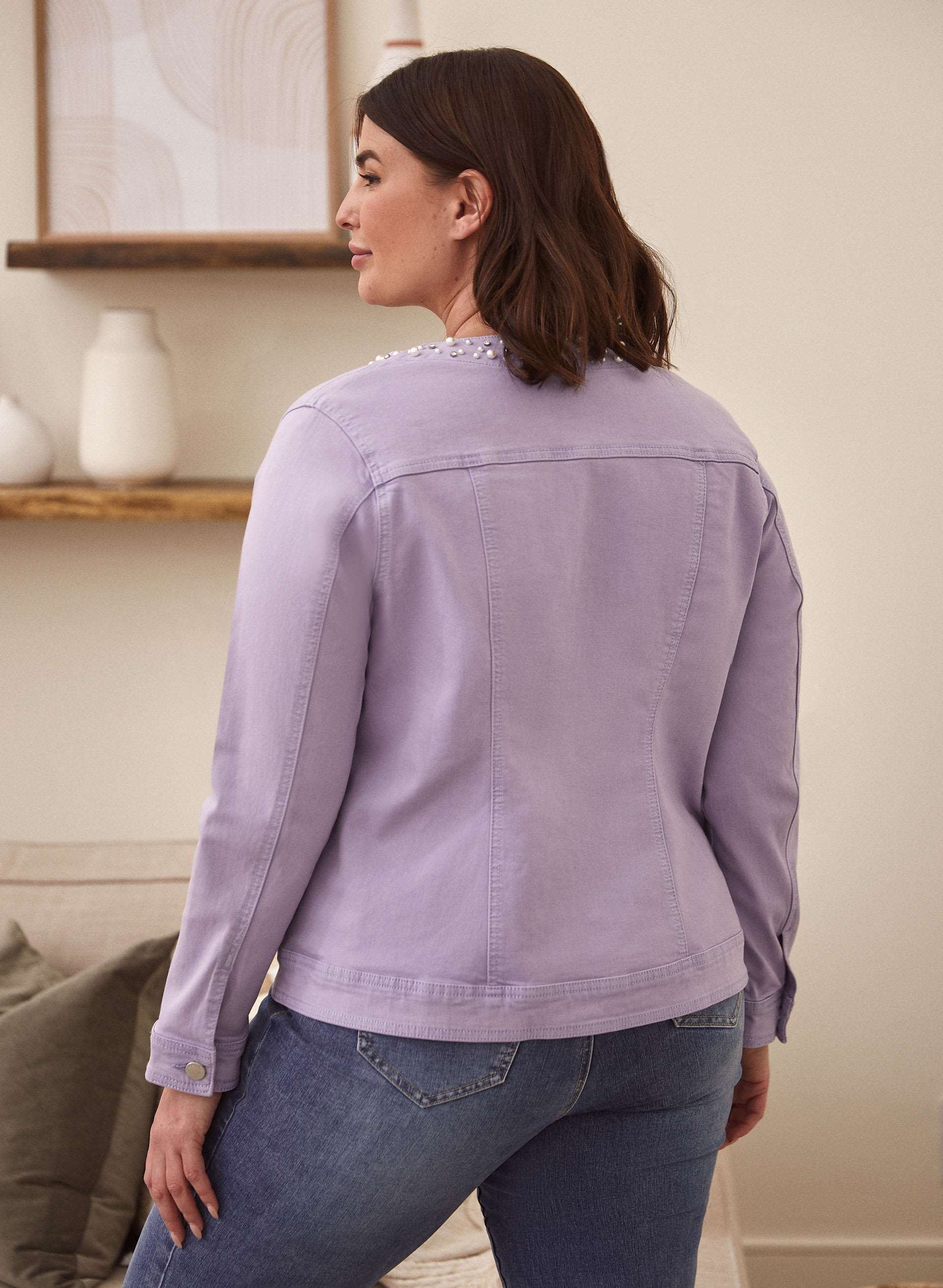 Plus Size Purple Denim Jacket