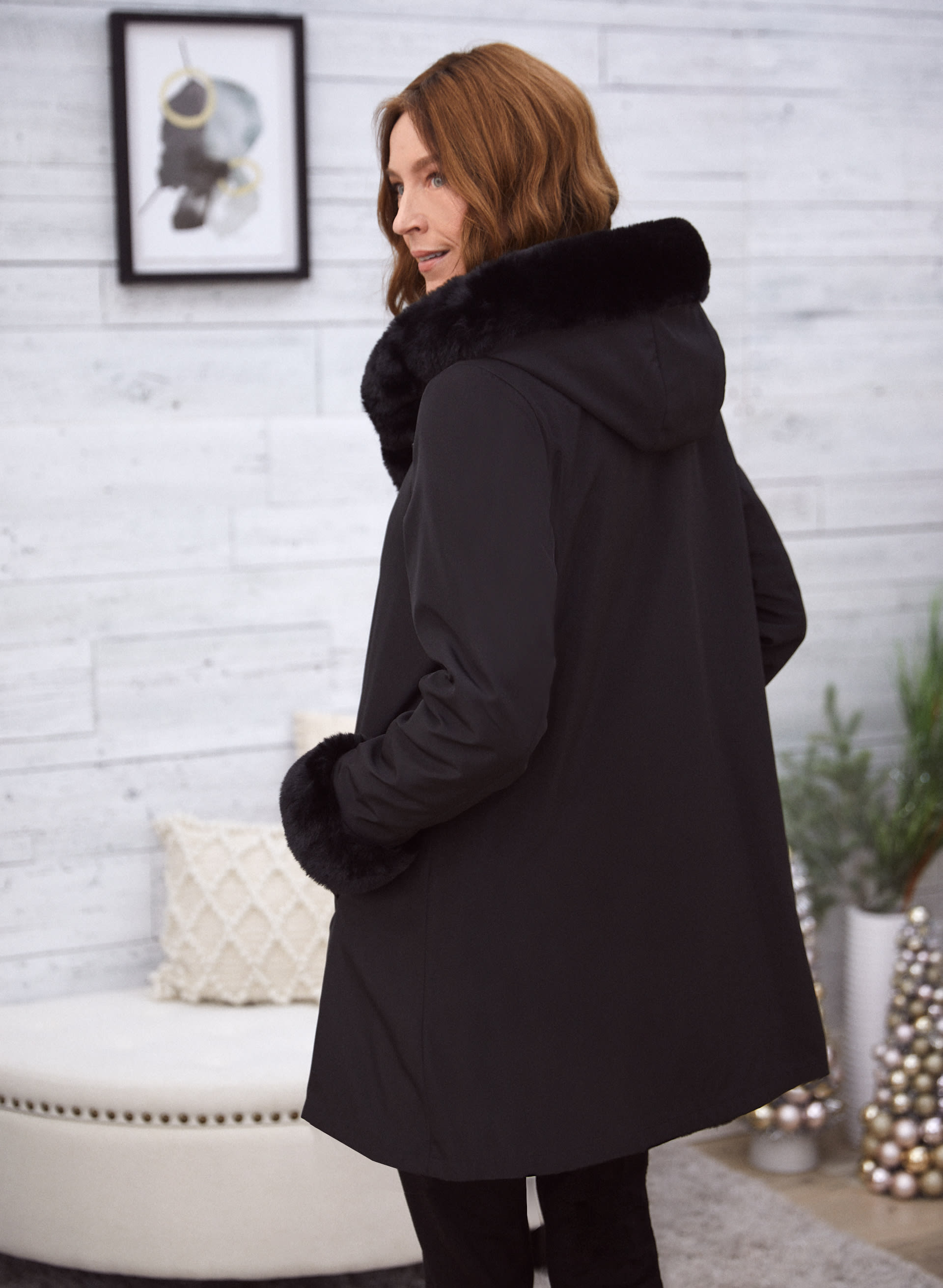 Reversible Faux Fur Coat   Laura