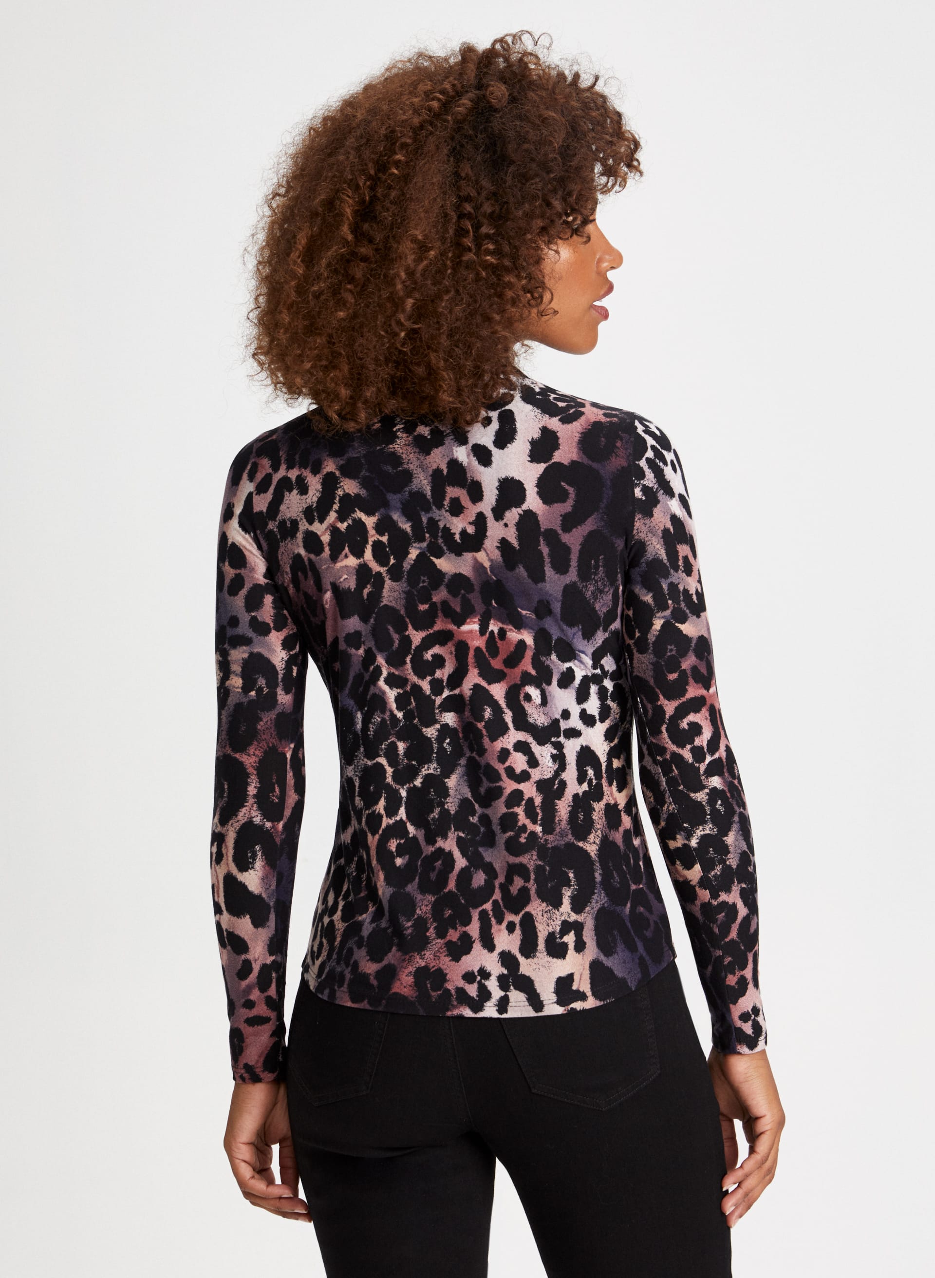 Cheetah Print Turtleneck Top | Laura
