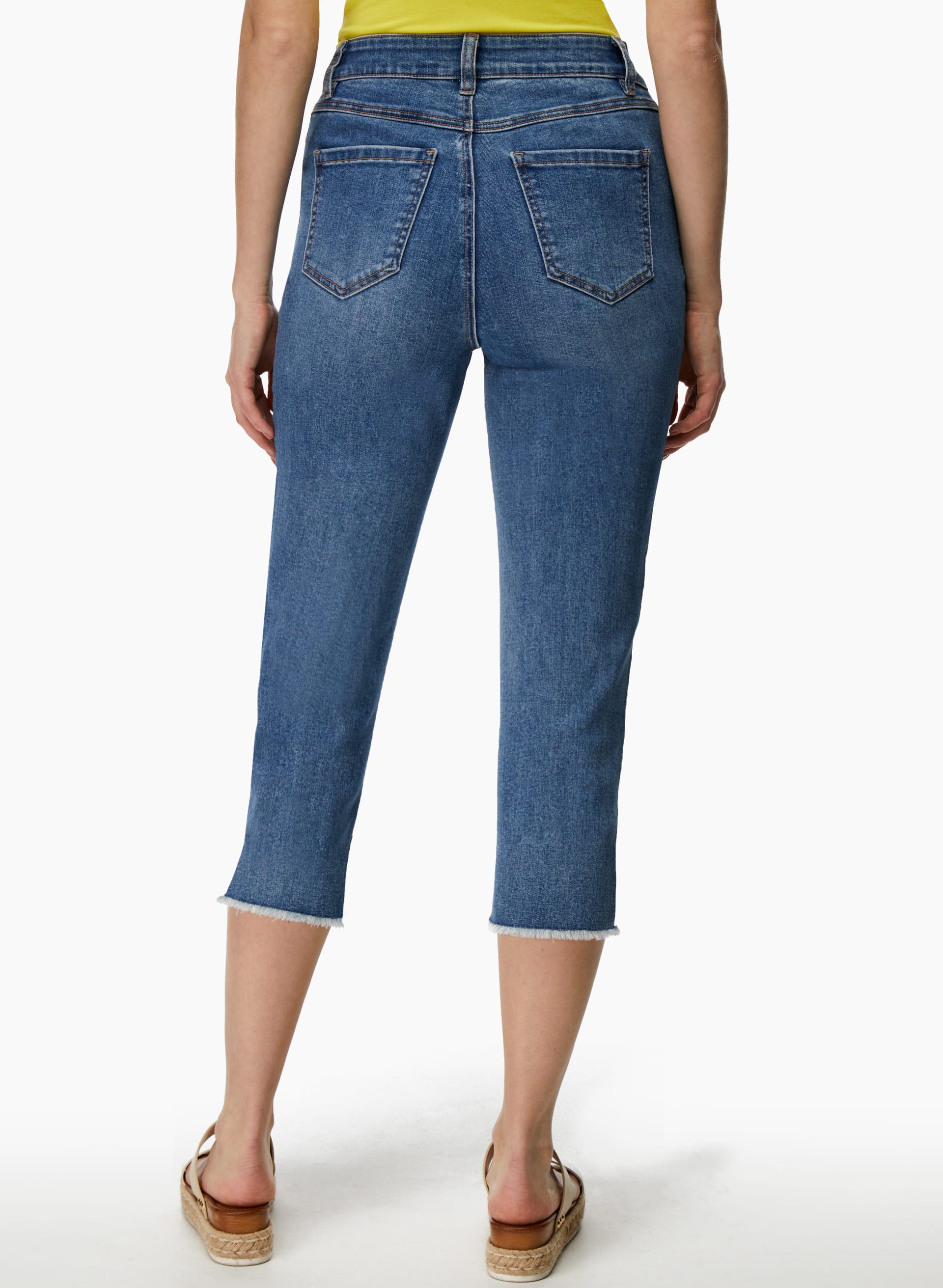 Paulo Due Womens Denim Slim Fit Capri Jeans High Waist 3/4 Length Croppped  Jean