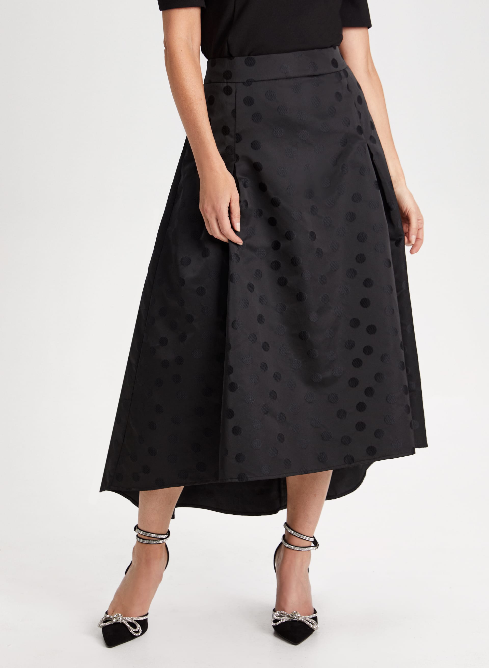 Polka Dot Motif Jacquard Skirt | Laura