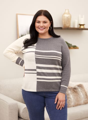 Colour Block Sweater, Grey Pattern