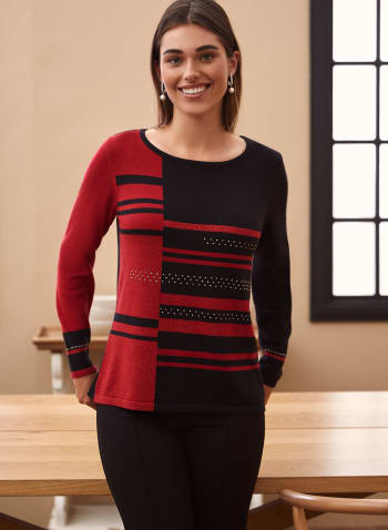Colour Block Sweater, Red