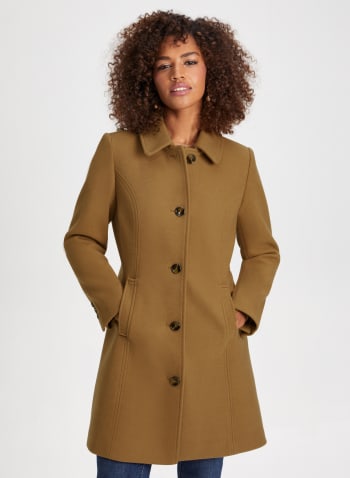 Club Collar Wool Blend Coat, Camel
