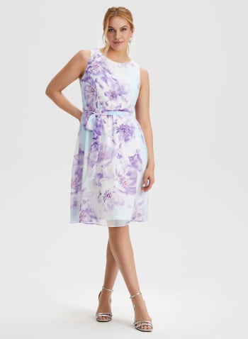 Floral Print Dress, Purple Pattern