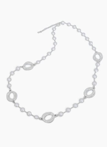 Open Ring Pearl Necklace, Off White