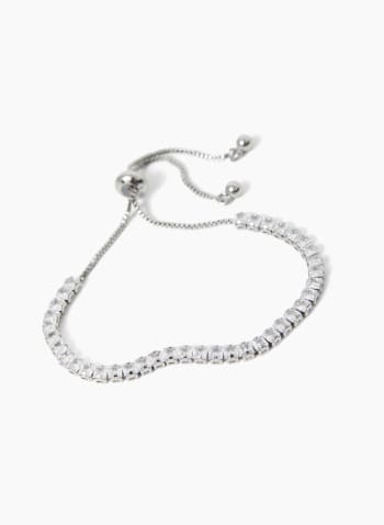 Adjustable Faceted Stone Bracelet, Silver