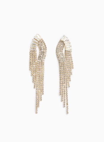 Crystal Cascade Earrings, Gold