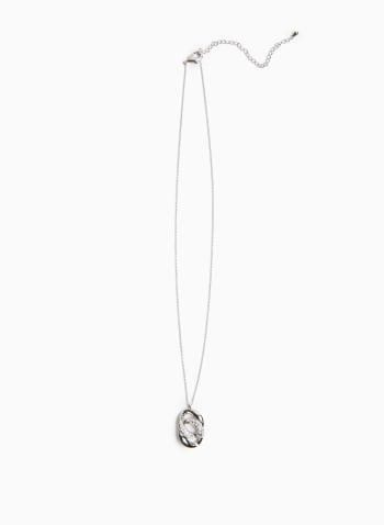 Collier à pendentif double anneaux, perles et cristaux, Or