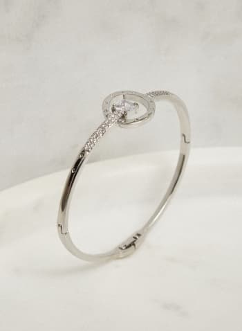 Crystal Bangle Bracelet, Silver