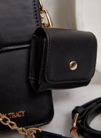 Chain Detail Wallet & Phone Bag, Black