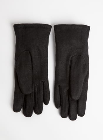 Pom Pom Detail Gloves, Black
