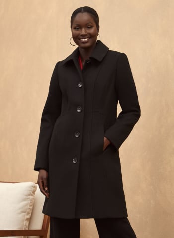 Manteau en mélange de laine extensible, Noir