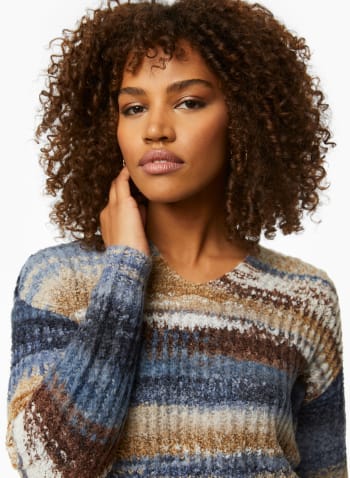 V-Neck Sweater, Blue Pattern