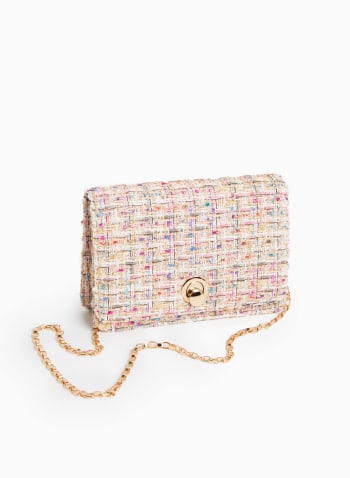 Round Clasp Tweed Handbag, Multicolour
