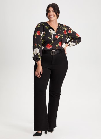Floral Print Blouse, Red Pattern