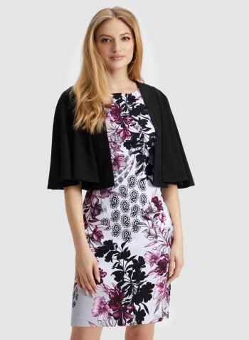 Floral & Paisley Print Sheath Dress, Grey Pattern