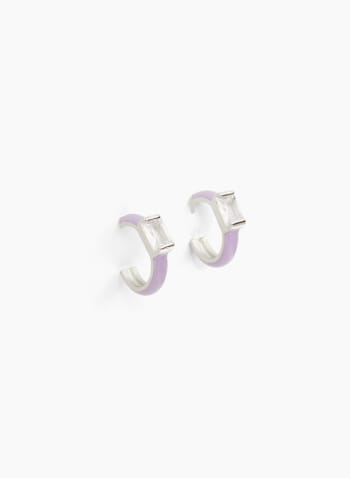 Boucles d'oreilles à anneaux avec insert en cristal, Lilas