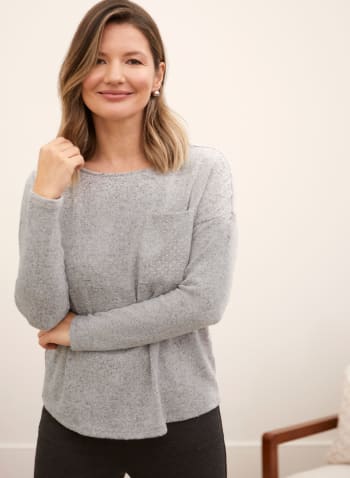 Stud Detail Sweater, Light Grey