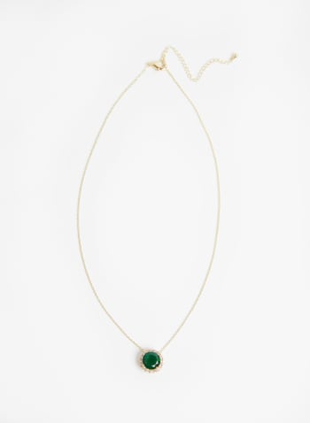 Collier en chaîne avec pendentif en pierre, Vert menthe