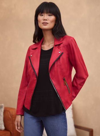 Vex - veste à col cranté et détails zippés contrastants, Rouge