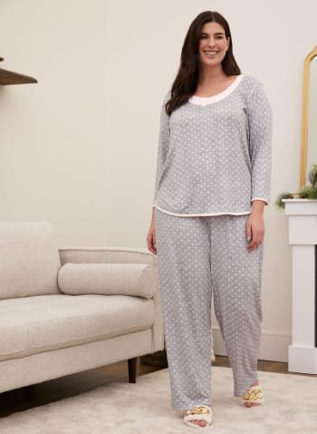 Geometric Print Pyjama Set, Grey