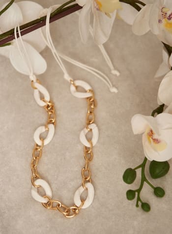 Two-Tone Chain Link Necklace, White