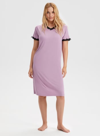 Lace Trim Nightgown, Purple