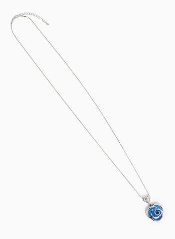 Flower Pendant Necklace, Royal Blue