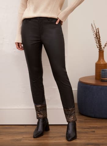 Coated Slim Leg Jeans, Black