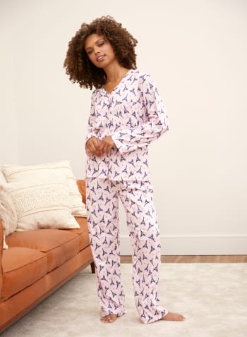 Paris Print Pyjama Set, Pink