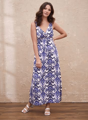 Sleeveless Maxi Dress, Blue Pattern
