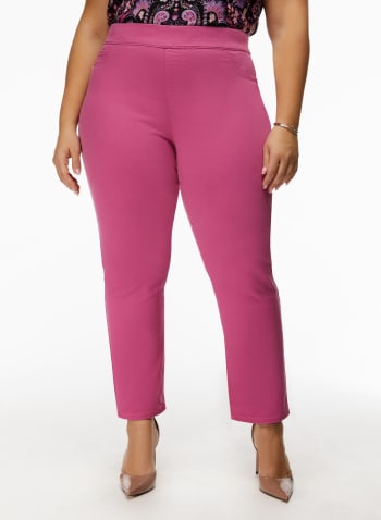 Straight Leg Pull-On Jeans, Strawberry Pink 