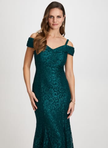 Lace Off-the-Shoulder Mermaid Dress, Meadow 