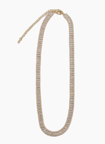 Crystal Baguette Necklace, Gold