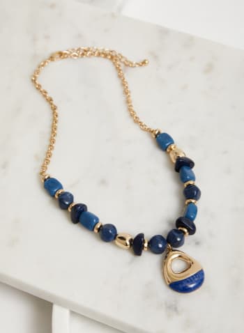 Cut-Out Resin Pendant Necklace, Blue