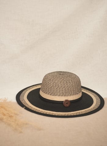 Contrast Stripe Sun Hat, Black