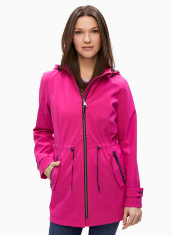Detachable Hood Raincoat, Strawberry Pink