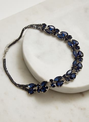 Double Row Crystal Necklace, Blue