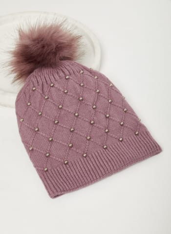 Pompom Detail Hat, Purple