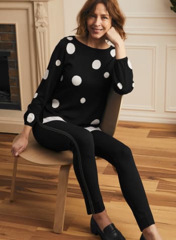 Dotted Print Fooler Sweater, Black
