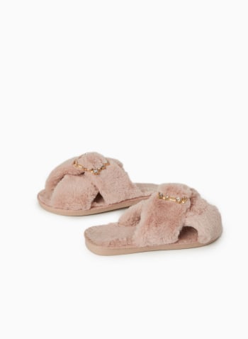 Faceted Stone Buckle Slippers, Mademoiselle