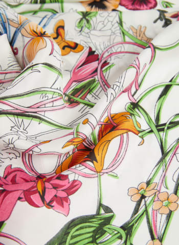 Foulard à motifs floral et papillons, Rose fuchsia