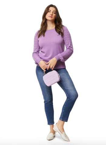 Pointelle Stitch Sweater, Purple