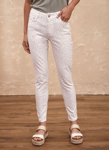 Charlie B - Animal Print Stretch Jeans, White Pattern