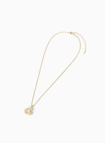 Three Petal Pearl Centre Necklace, Gold