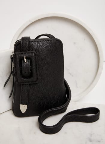 Belt Detail Phone Bag, Black