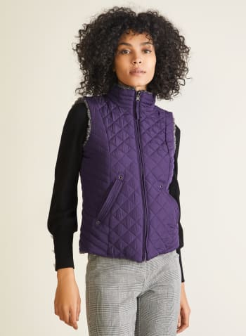 Weatherproof - Reversible Quilted Vest, Purple Love