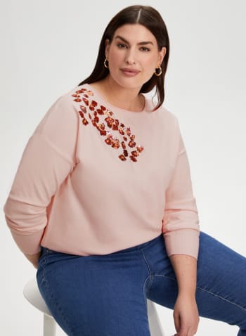 Floral Sequin Sweater, Multicolour