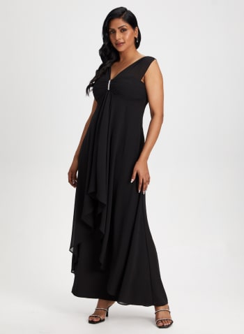 Brooch Detail Dress, Black